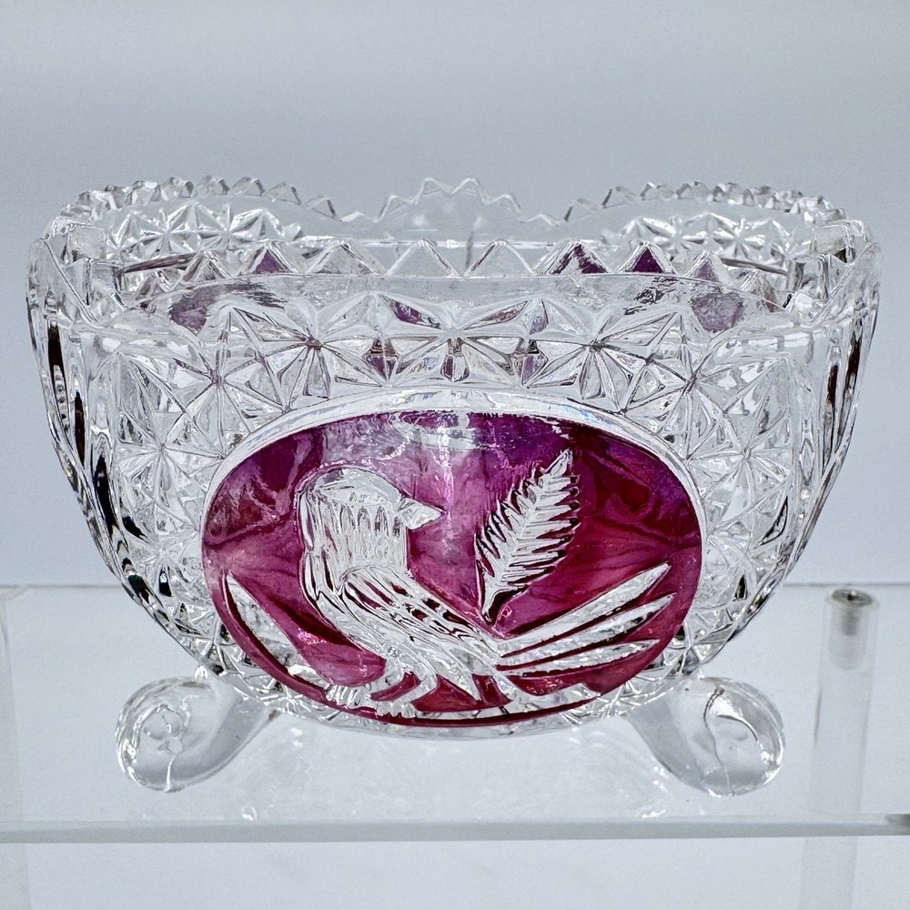 Hofbauer Leaded Crystal Footed Bowl‎ The Ruby Byrdes Collection West Germany 4"D
